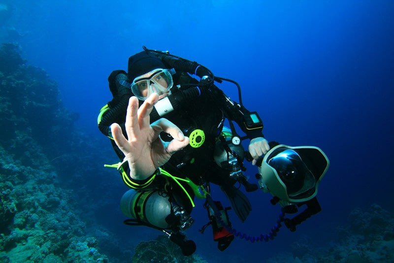 Technical Scuba Diver with a Rebreather